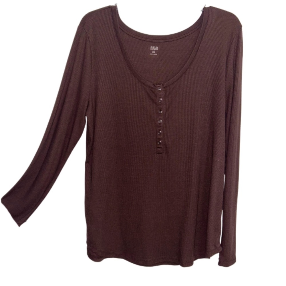 XXL a.n.a. Brown Long Sleeve Quarter Button Down
